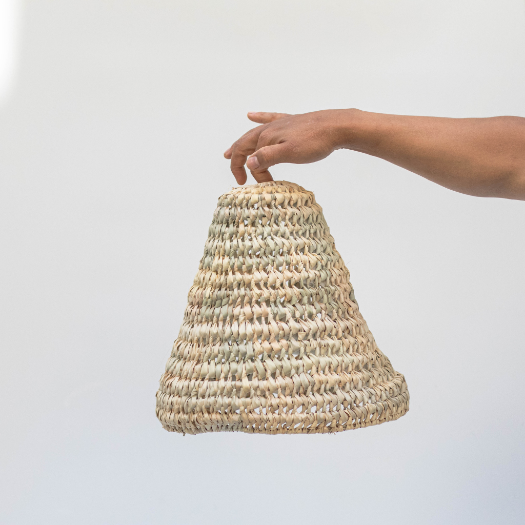 Braided Palm Cone Suspension - Natural and Handcrafted Light