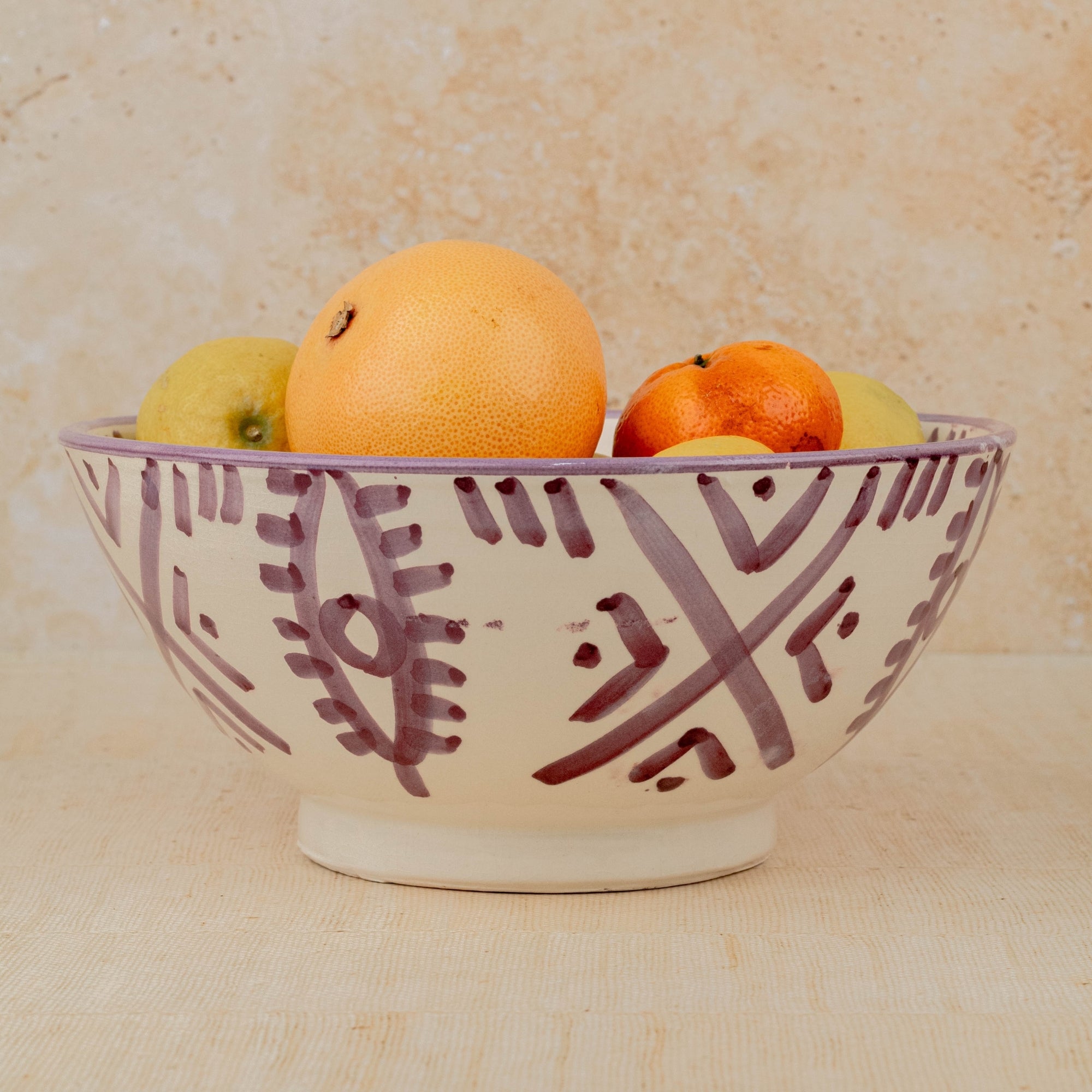 Handmade Moroccan Berber Eye Pedestal Bowl - Purple

