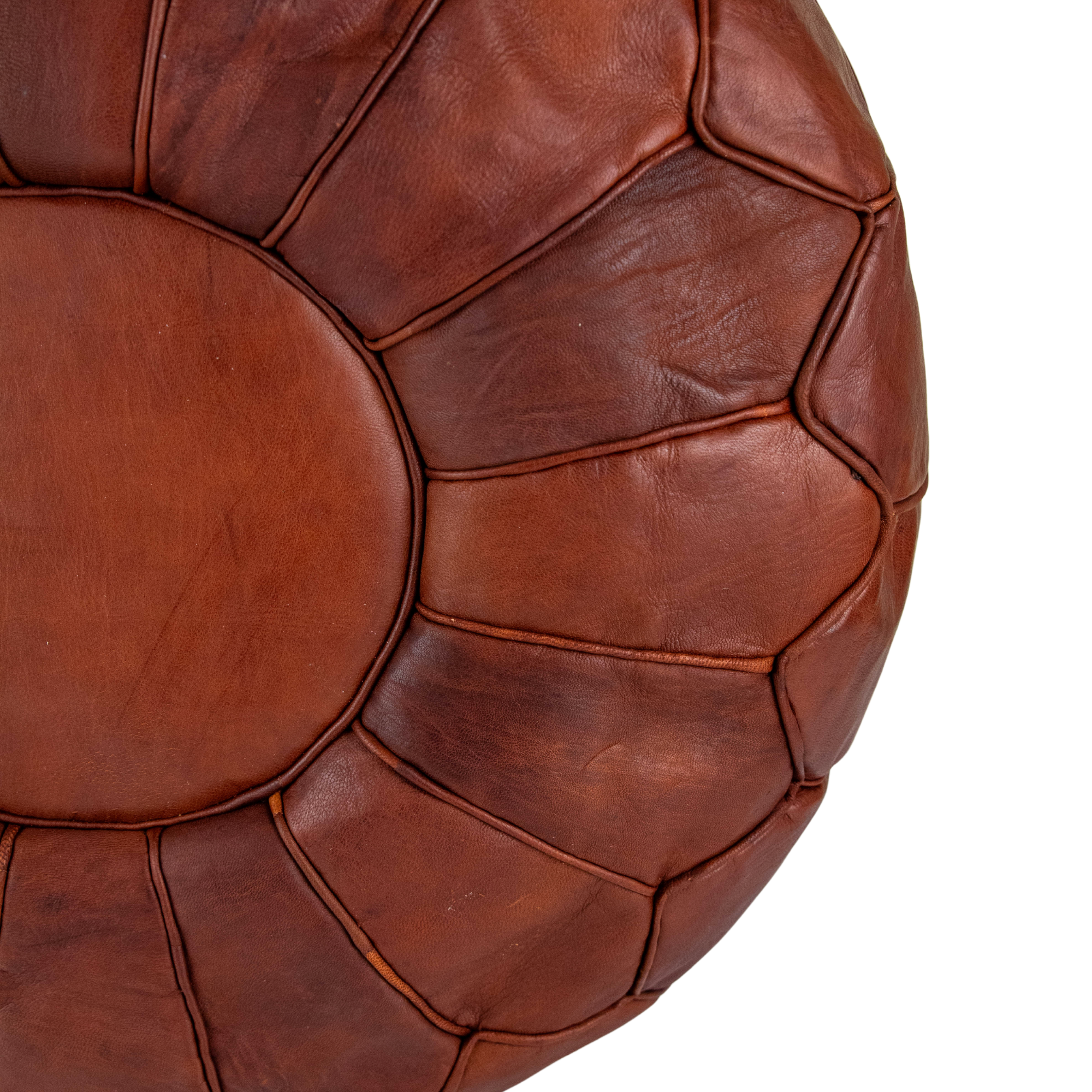 Moroccan Leather Pouffe Natural Chestnut   