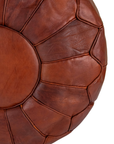 Moroccan Leather Pouffe Natural Chestnut   