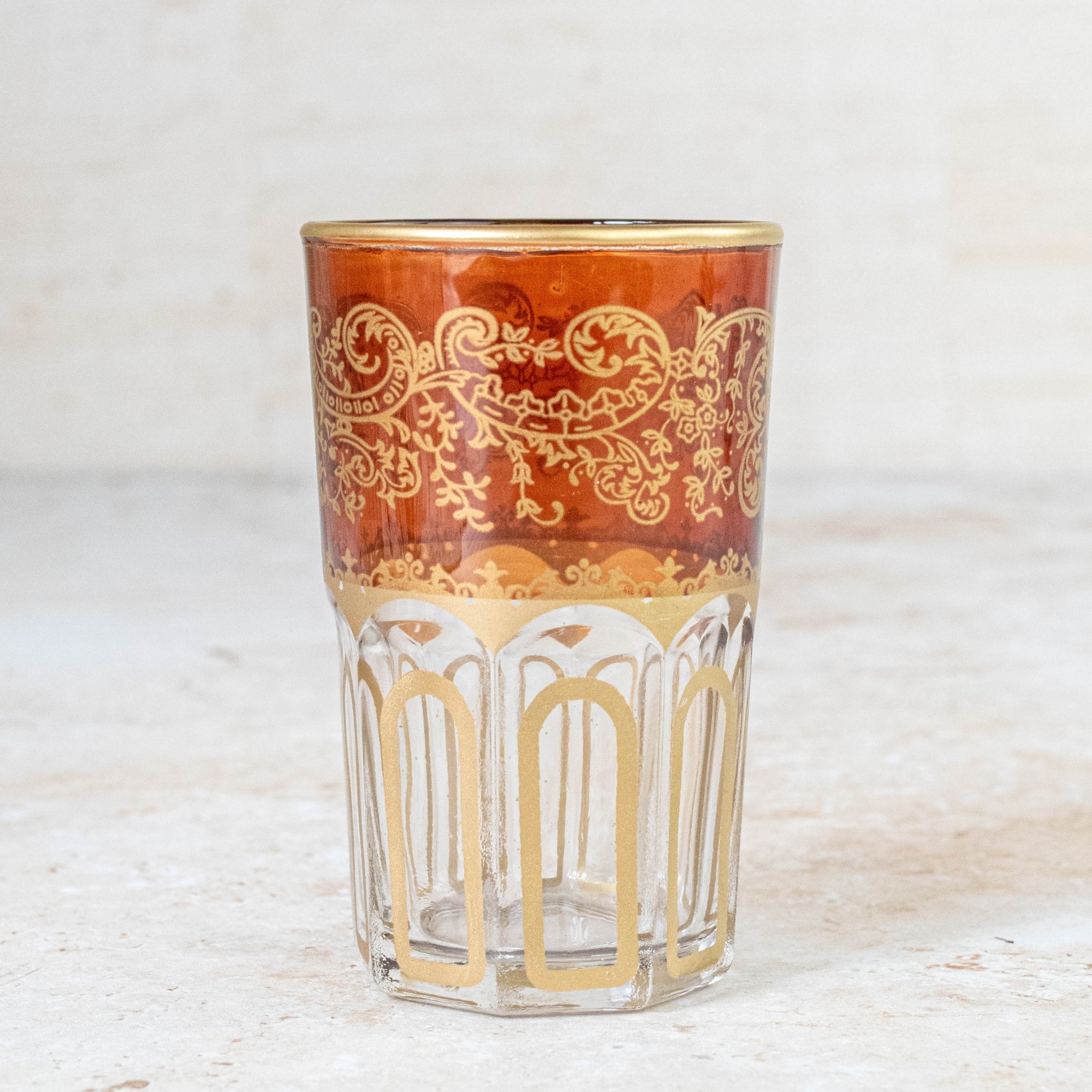 Moroccan Tea Glasses – Amber &amp; Gold Set of 6