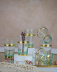 Set of 6 Hand-Blown Beldi Moroccan Tea Glasses with Gold Accents