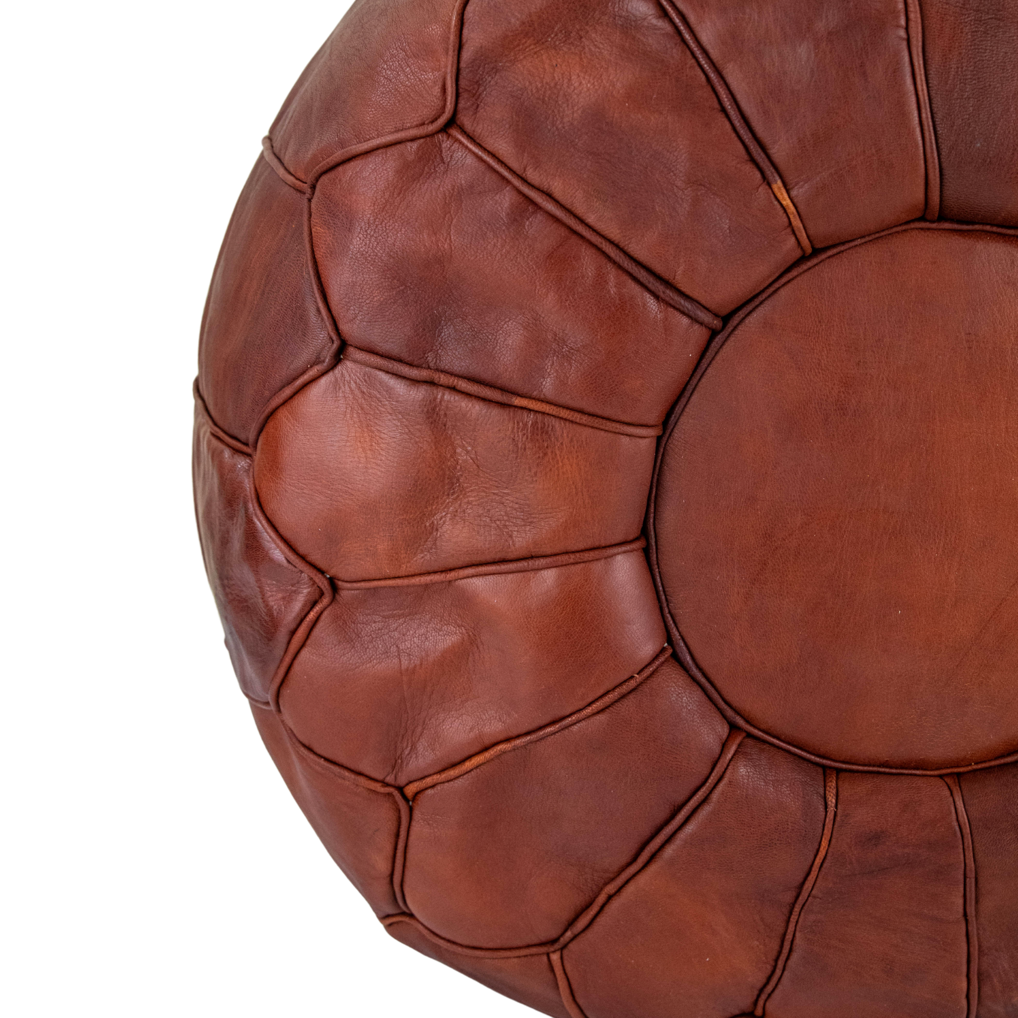 Moroccan Leather Pouffe Natural Chestnut   