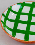 Handmade Checkered Ceramic Bowl - Green
