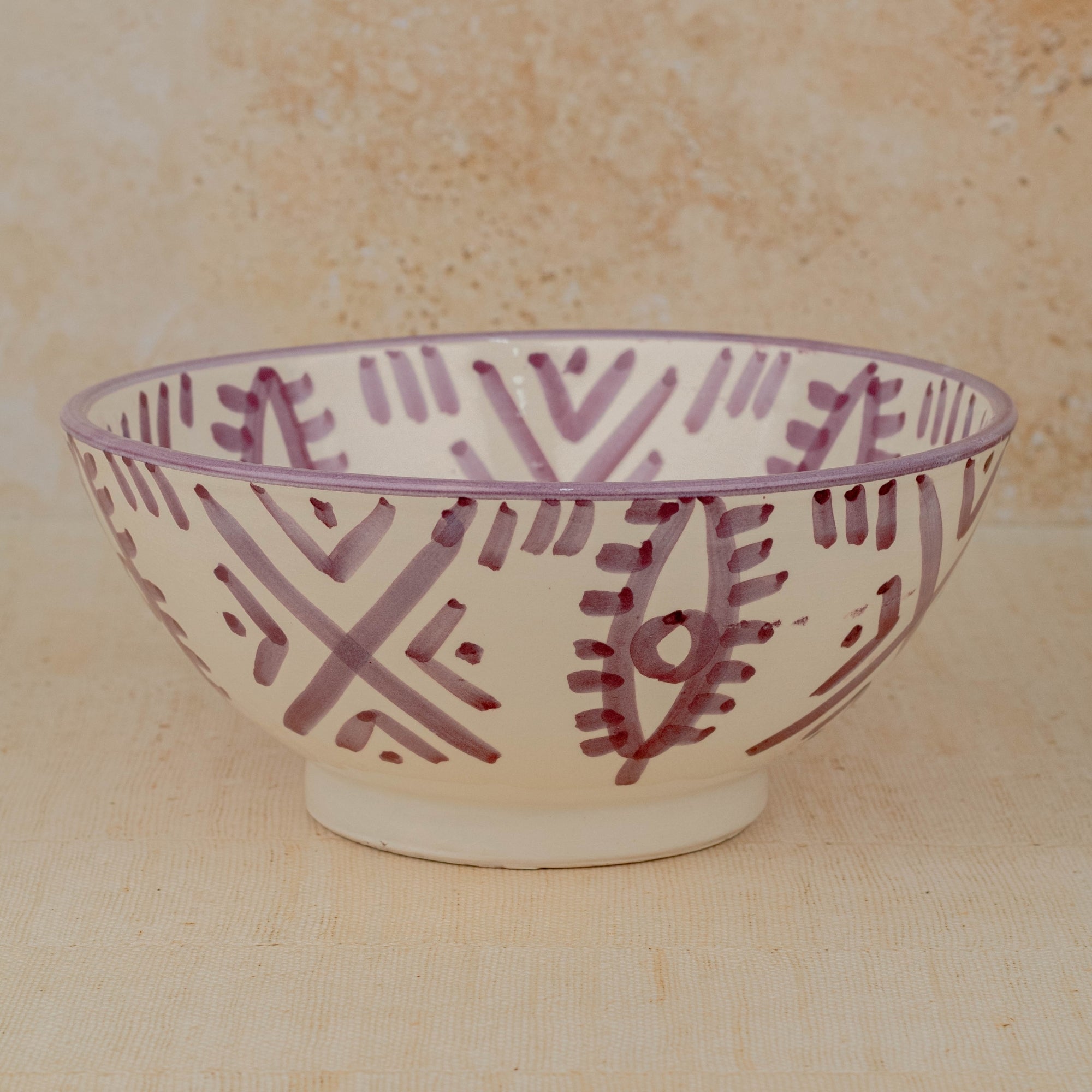 Handmade Moroccan Berber Eye Pedestal Bowl - Purple 