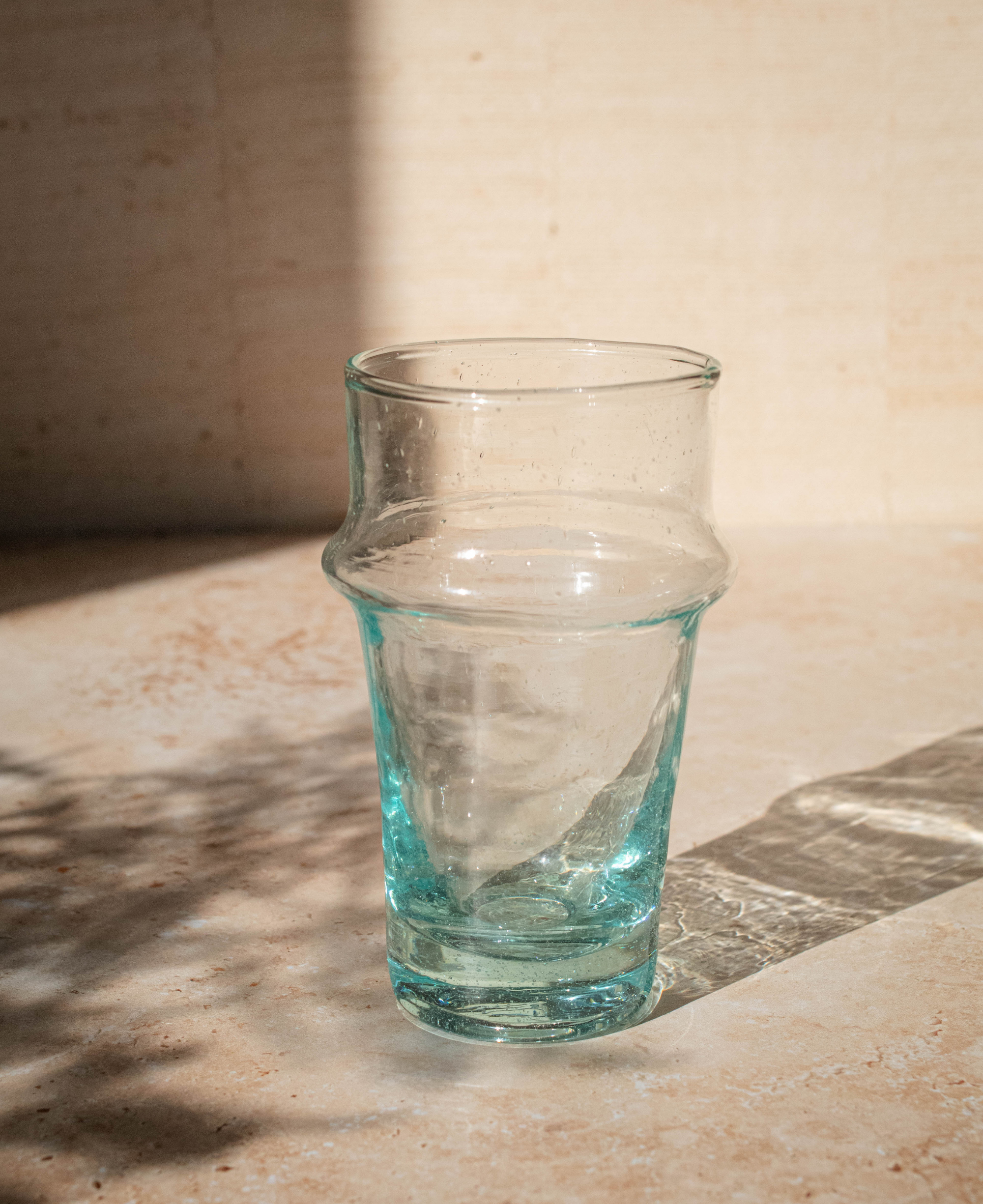 Recycled Moroccan Clear Tumbler Glass, Set of 6
