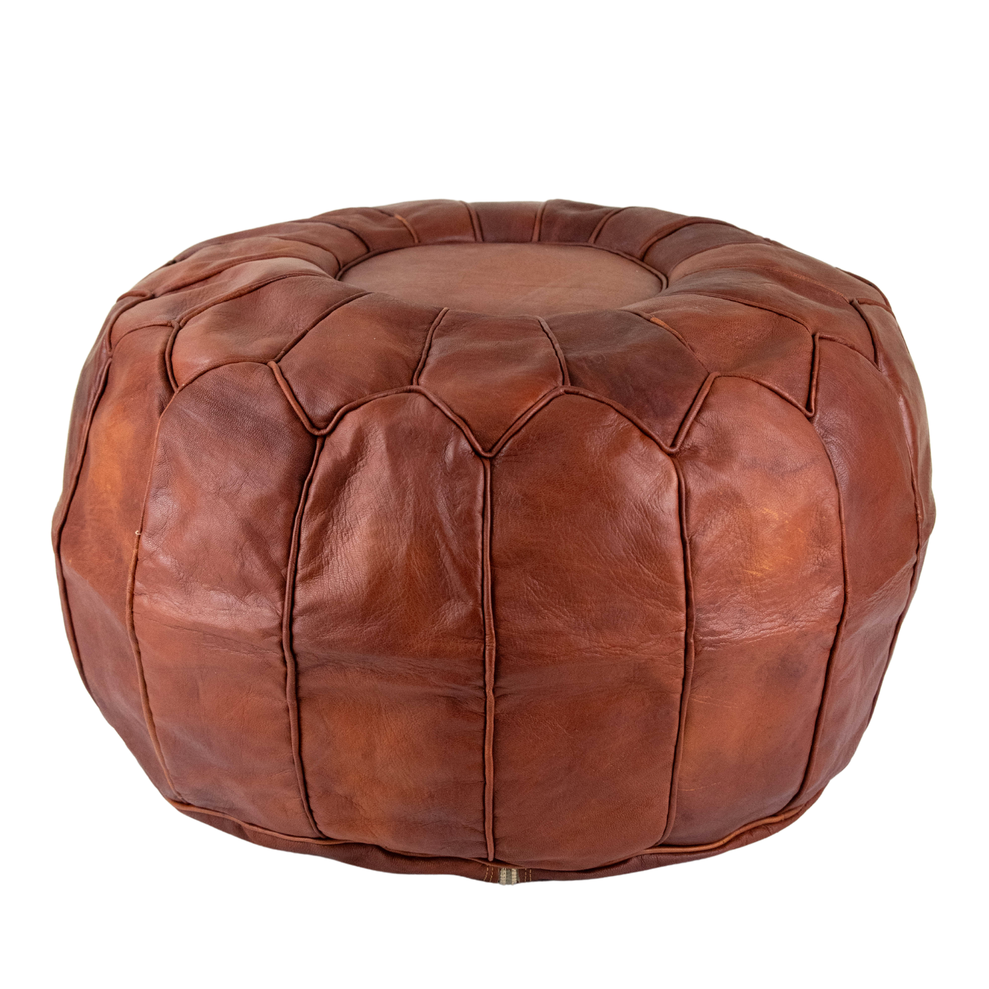 Moroccan Leather Pouffe Natural Chestnut   