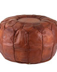 Moroccan Leather Pouffe Natural Chestnut   