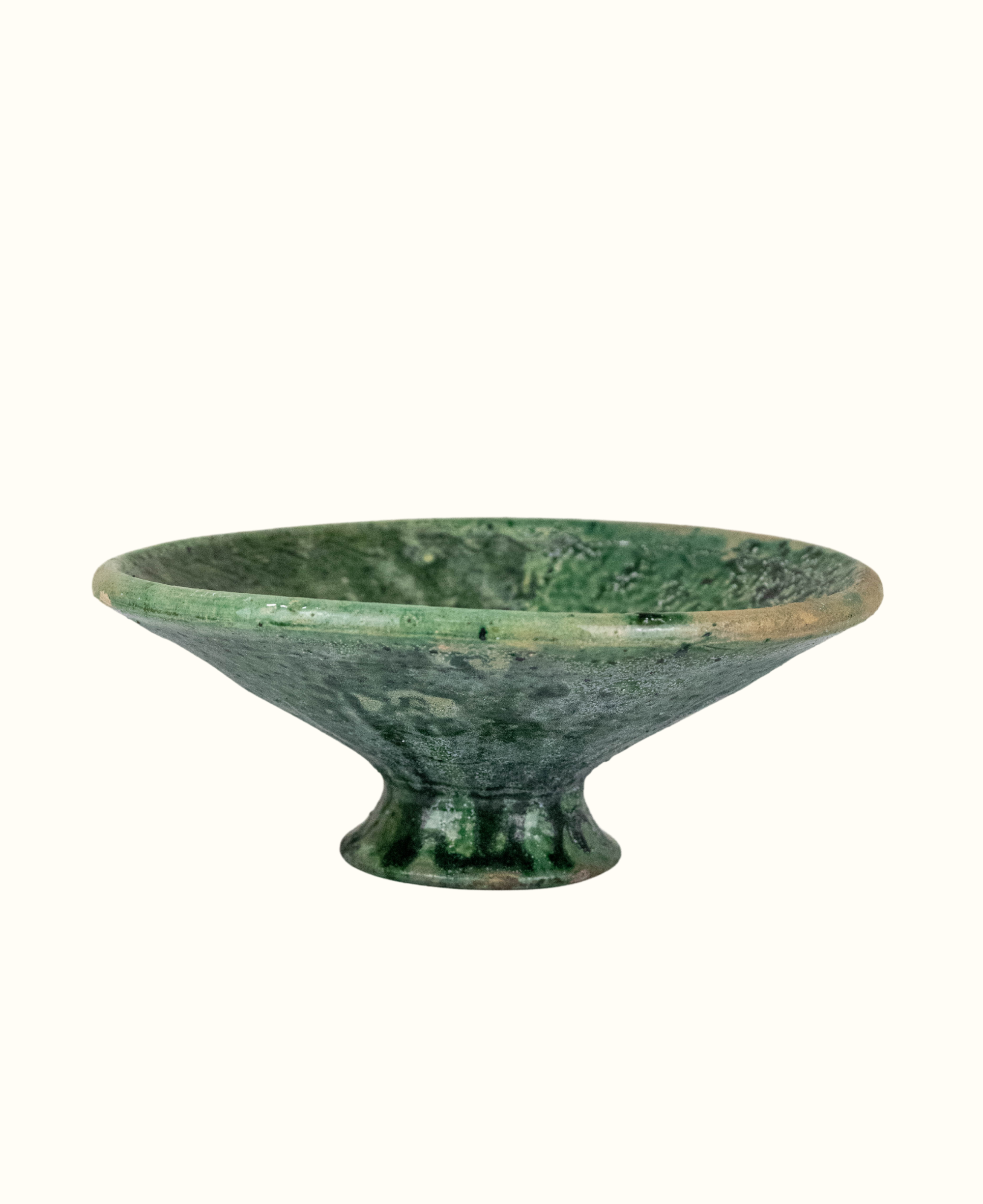 Moroccan bowl", "Tamegroute", "green glazed", "handmade", and "fruit bowl