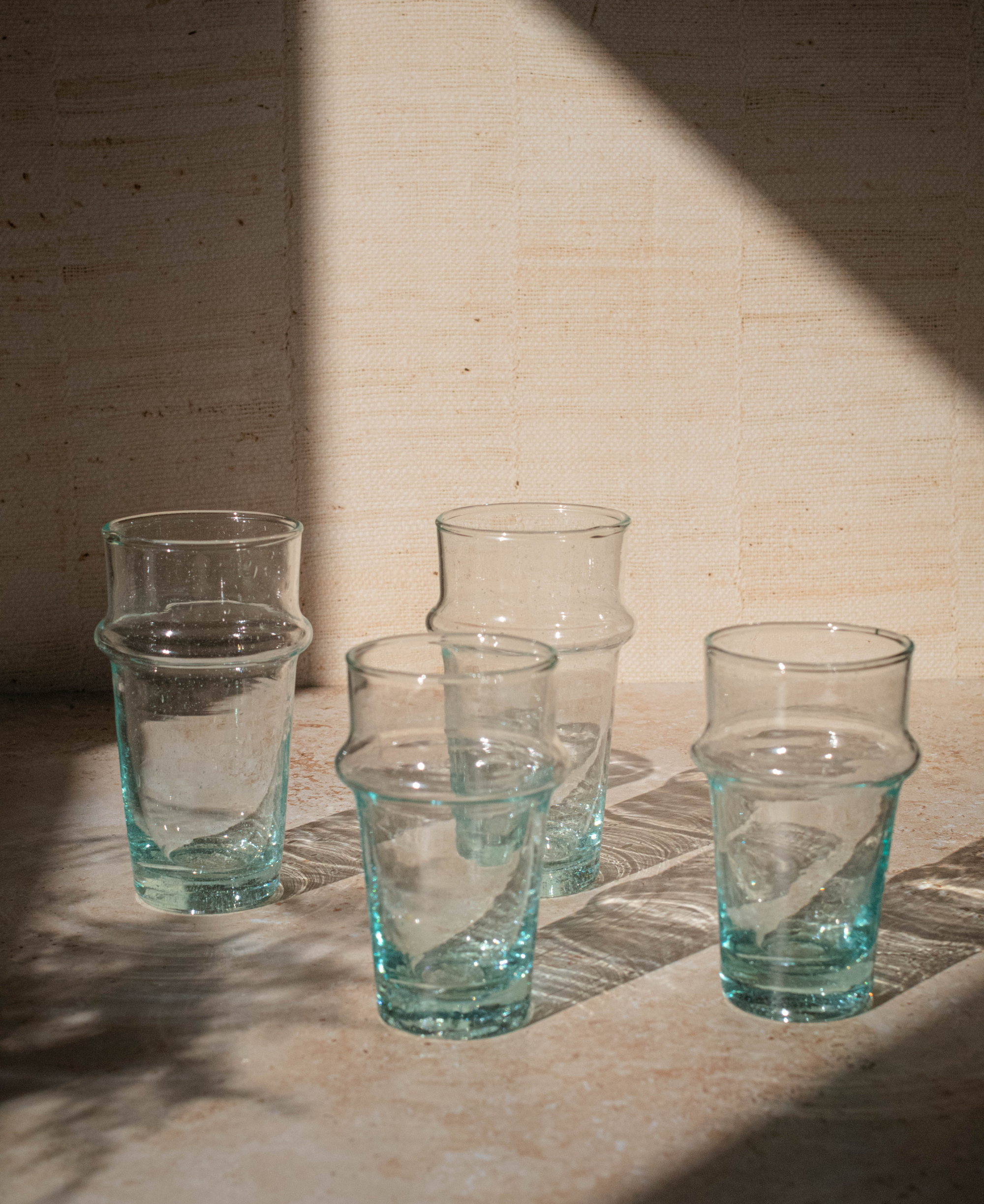 Recycled Moroccan Clear Tumbler Glass, Set of 6