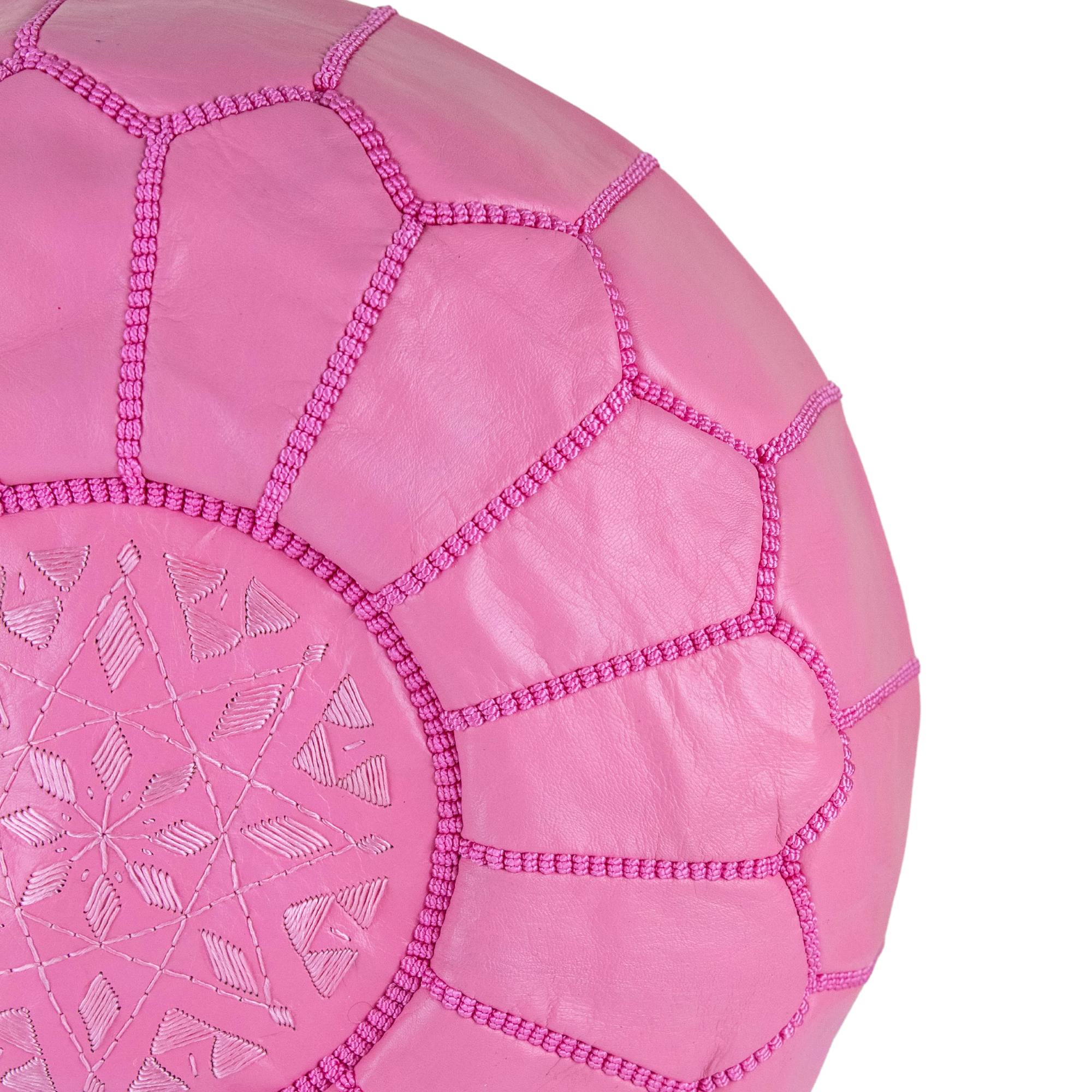 Moroccan Leather Pouffe Pink