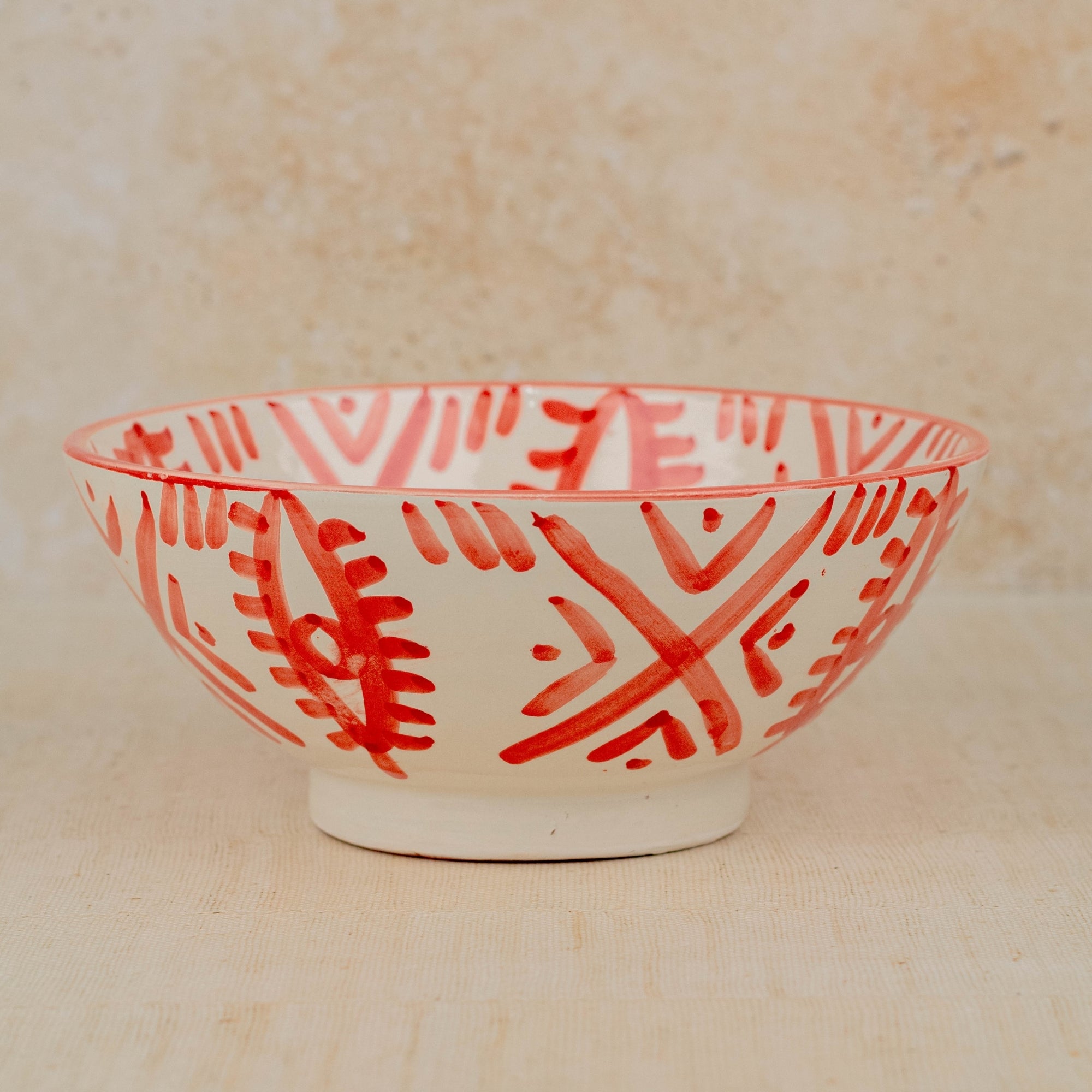 Handmade Moroccan Berber Eye Pedestal Bowl - Red
