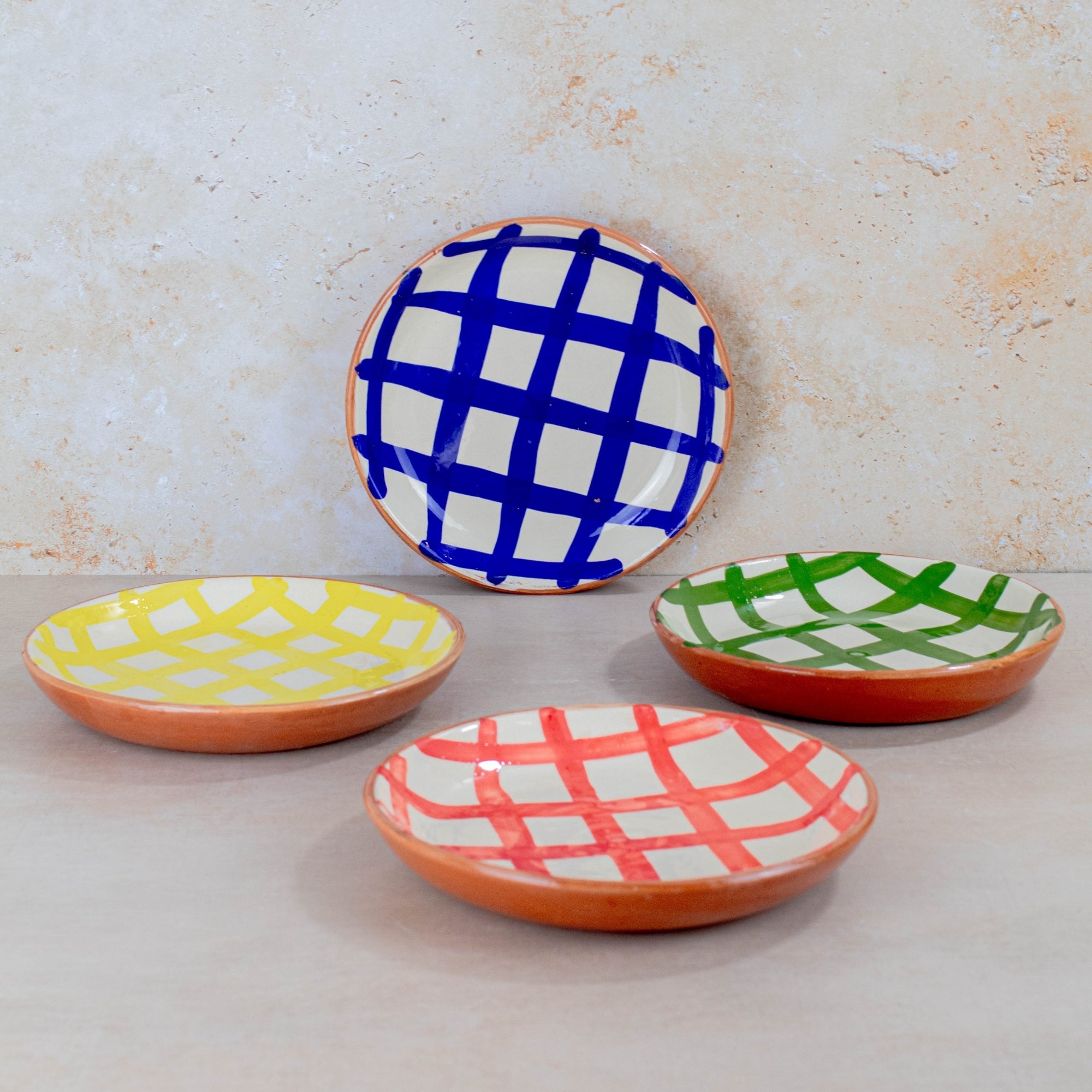 Handmade Checkered Ceramic Bowl 