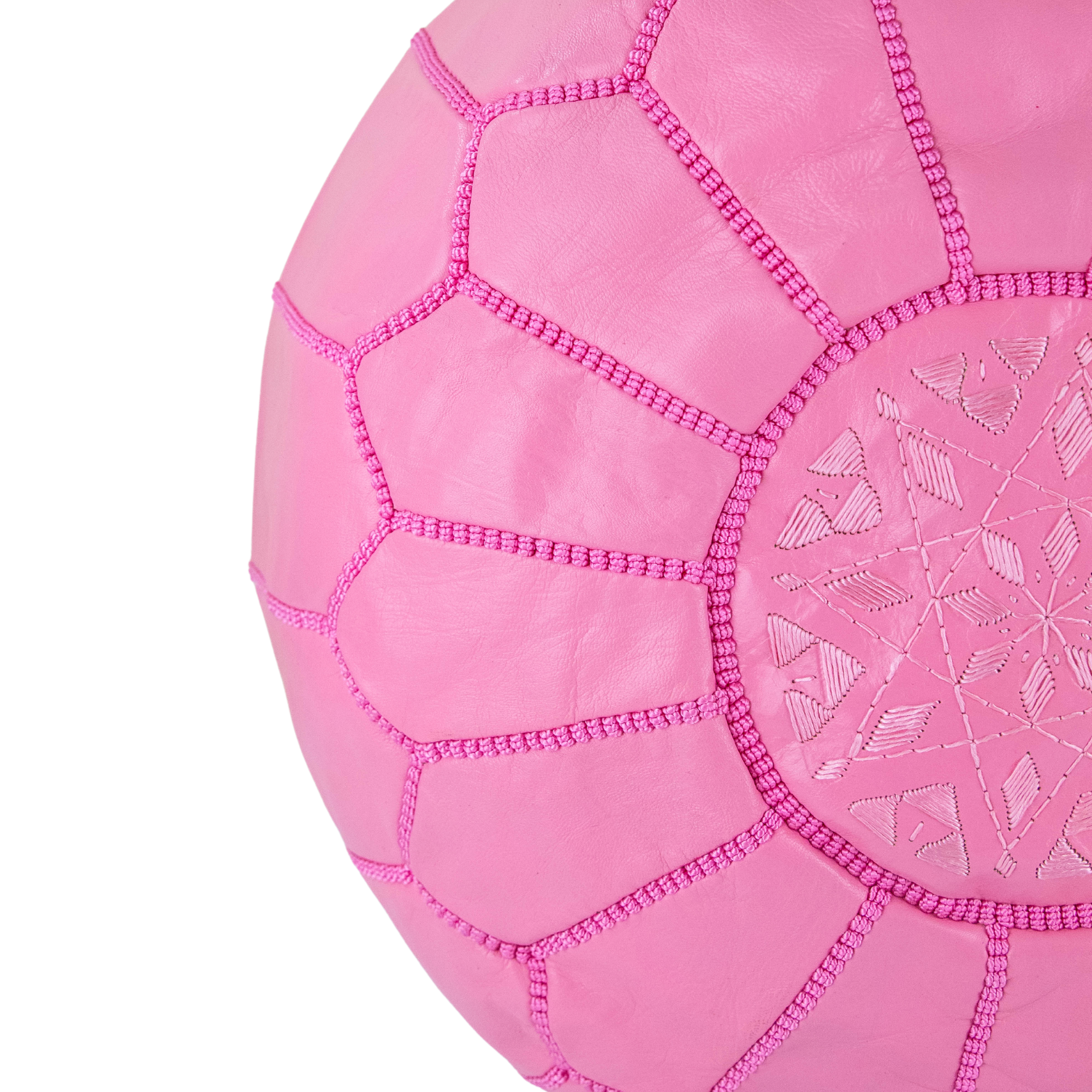 Moroccan Leather Pouffe Pink