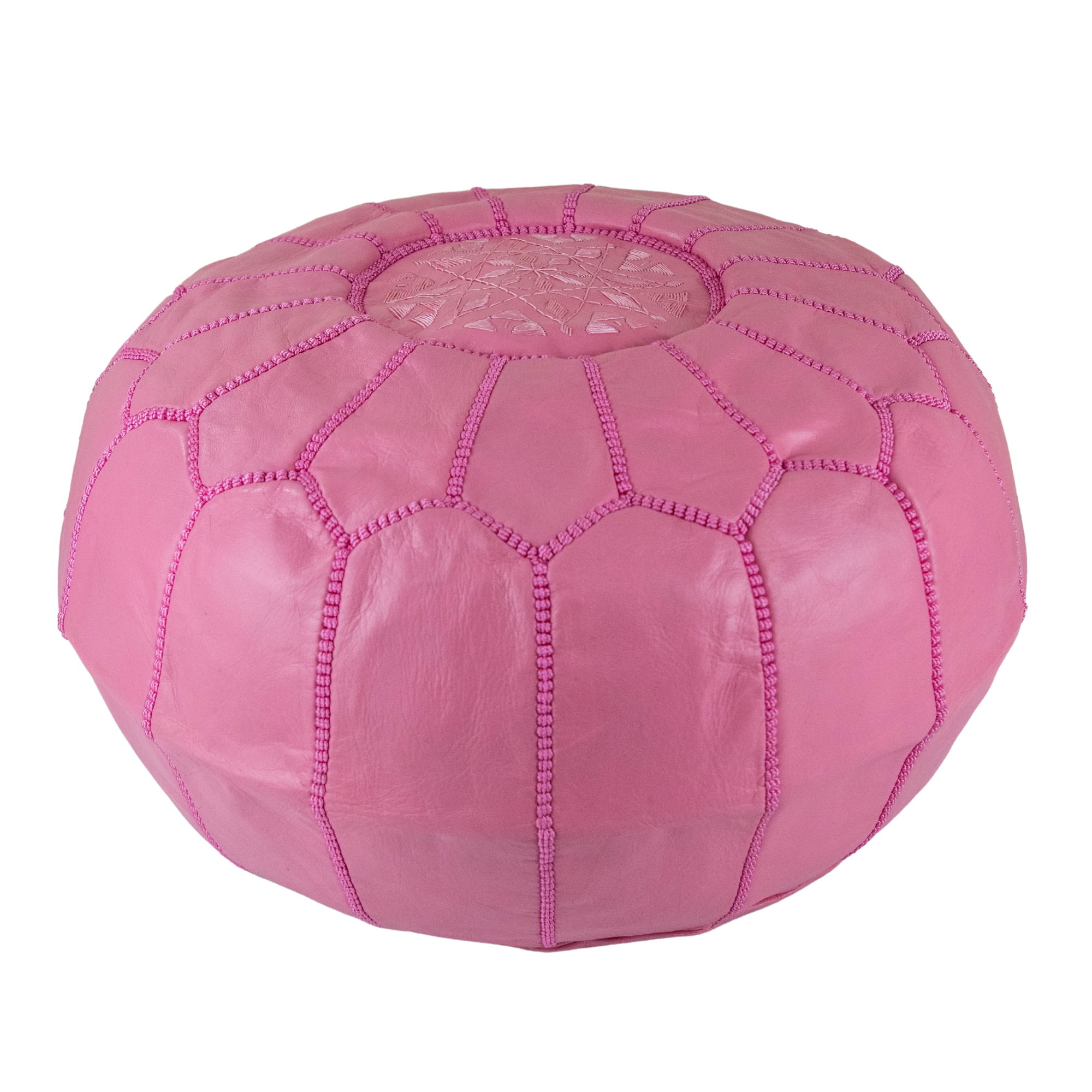 Moroccan Leather Pouffe Pink