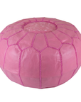 Moroccan Leather Pouffe Pink