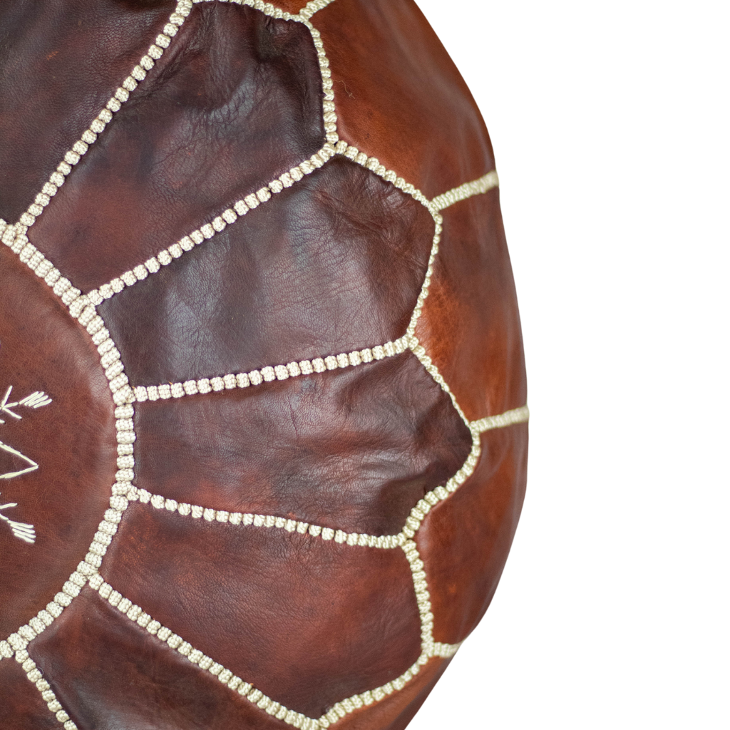 Moroccan Leather Pouffe Chestnut