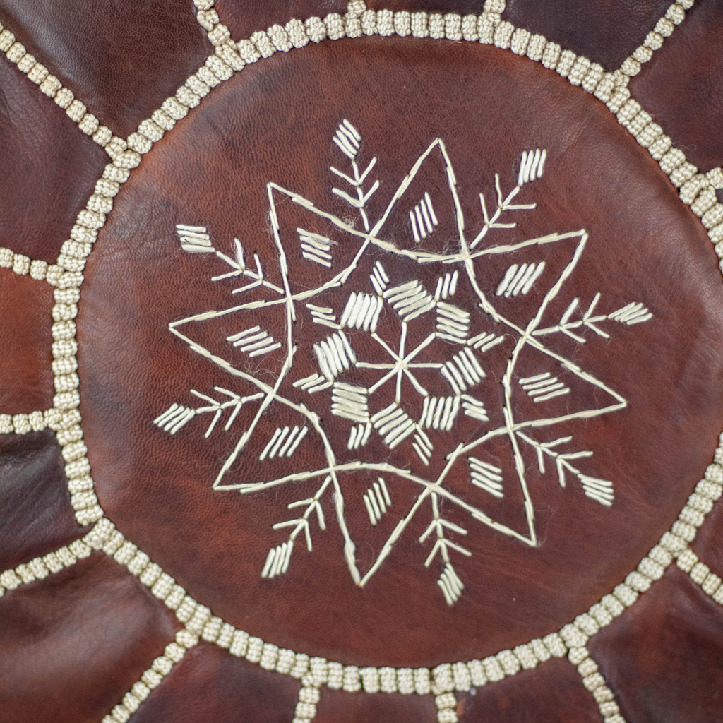 Moroccan Leather Pouffe Chestnut