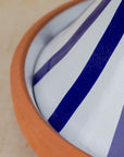 Handmade Moroccan Cooking Tagine - Blue Stripes 