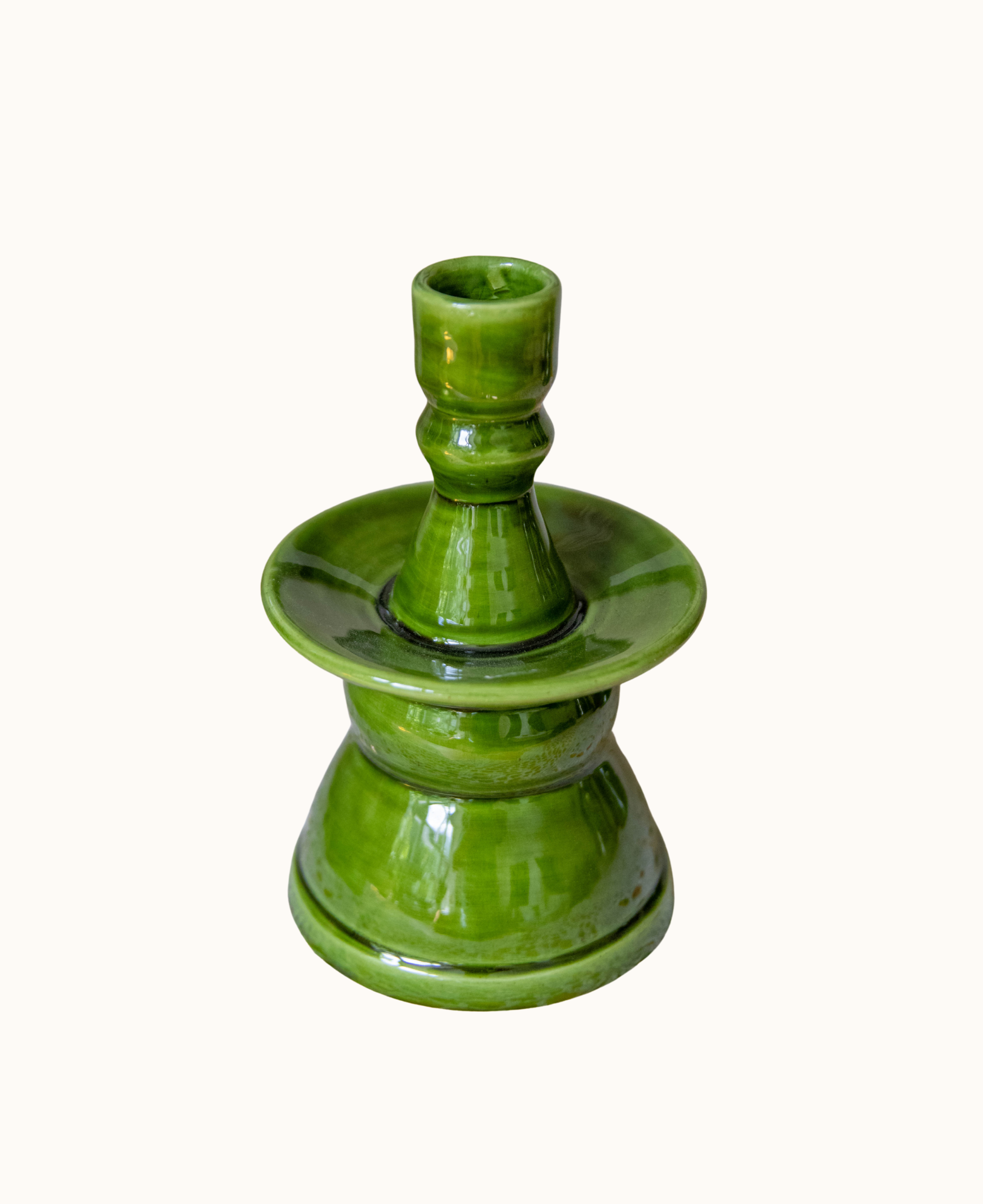 Handmade Green Glazed Ceramic Candlestick
