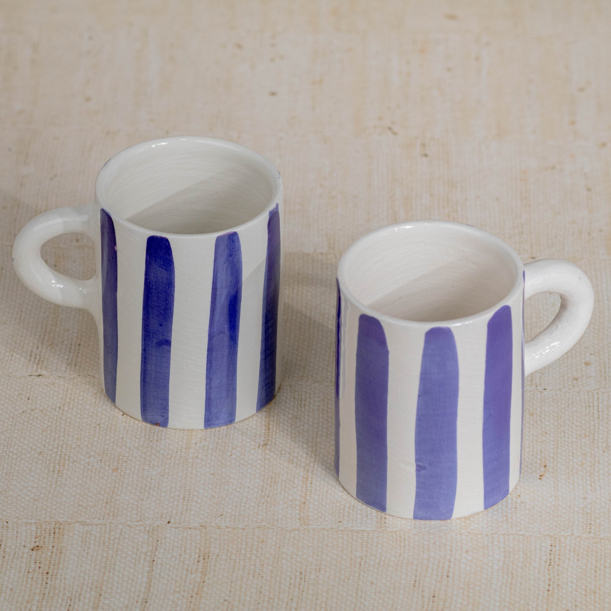 Handmade Striped Coffee Mug - Blue