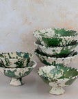 Handmade Tamegroute Bowl - Green (Half-Glazed Splatter)