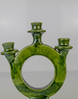 Handmade Vintage Tamegroute Shaded Green Candlestick Holder