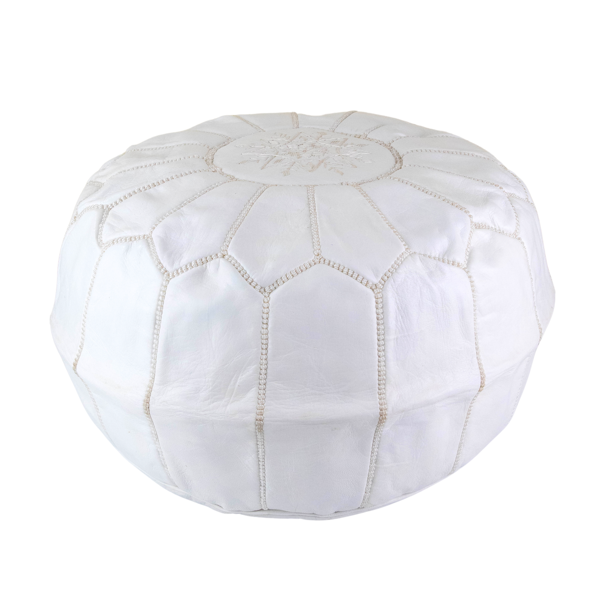 Moroccan Leather Pouffe White