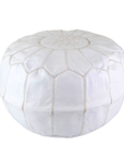 Moroccan Leather Pouffe White