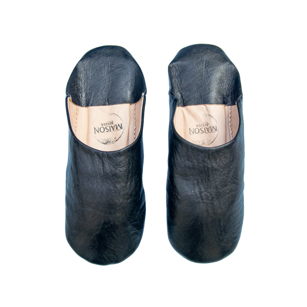 Moroccan Babouche Slippers, Black