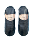 Moroccan Babouche Slippers, Black