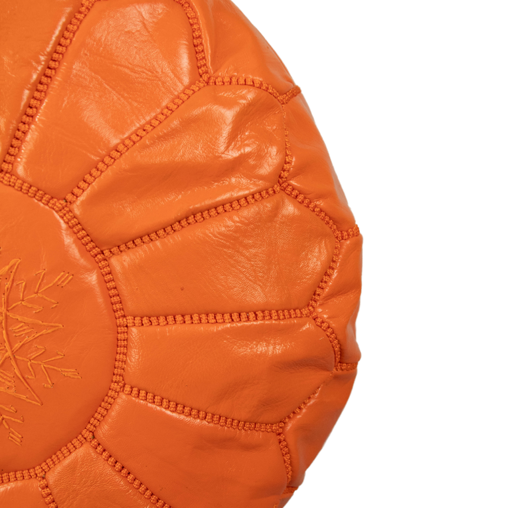 Moroccan Leather Pouffe Burnt Orange