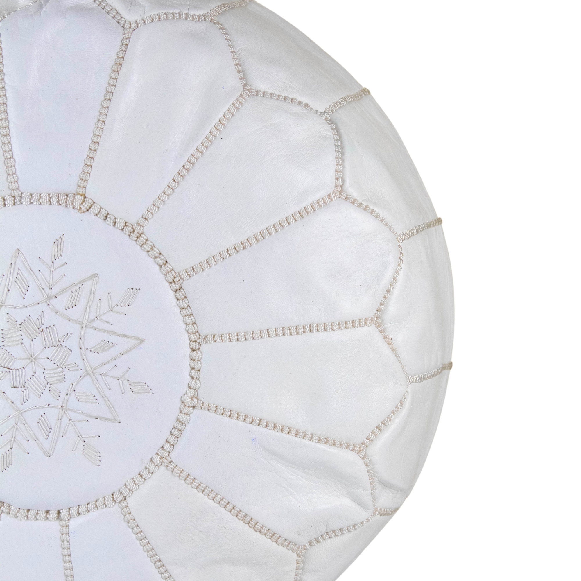 Moroccan Leather Pouffe White