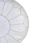 Moroccan Leather Pouffe White