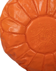 Moroccan Leather Pouffe Burnt Orange