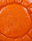 Moroccan Leather Pouffe Burnt Orange