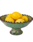 Moroccan Handmade Tamegroute Green Glazed Pedestal Fruit Bowl