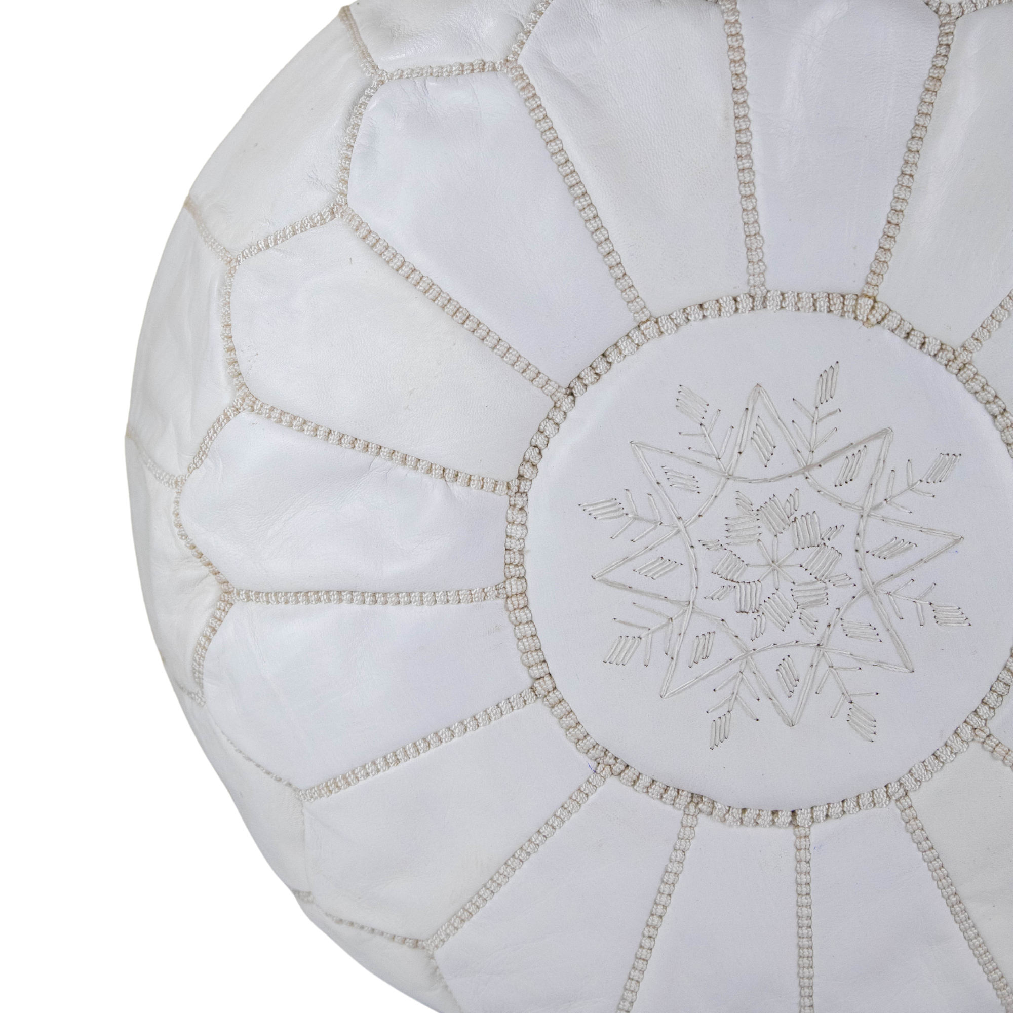 Moroccan Leather Pouffe White