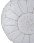 Moroccan Leather Pouffe White