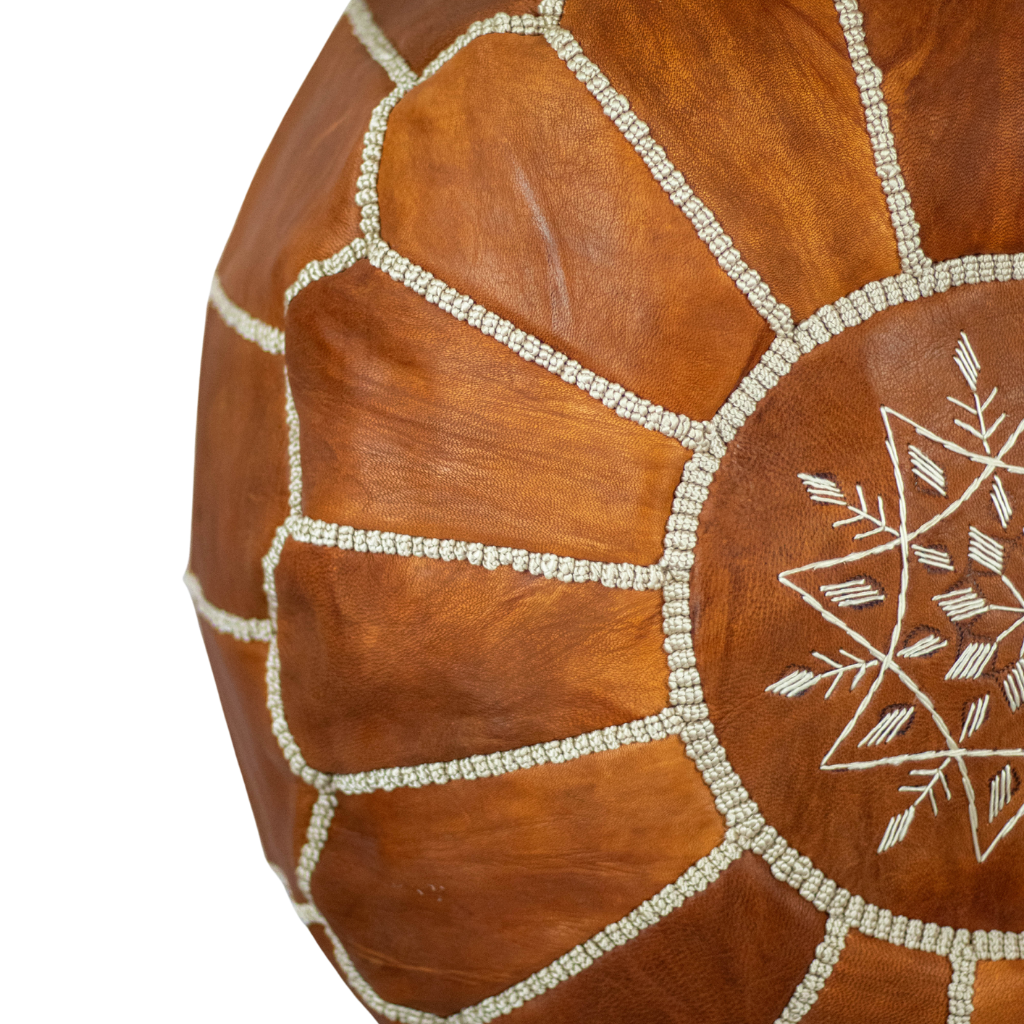 Moroccan Leather Pouffe Tan