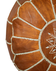 Moroccan Leather Pouffe Tan