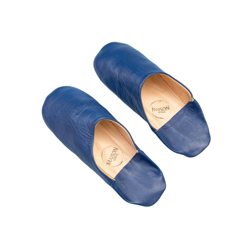 Moroccan Babouche Slippers, Blue