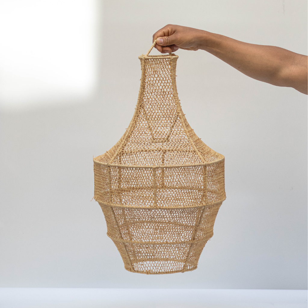 Boho Raffia Bell Pendant Light - Stylish Ceiling Lamp for Home Decor