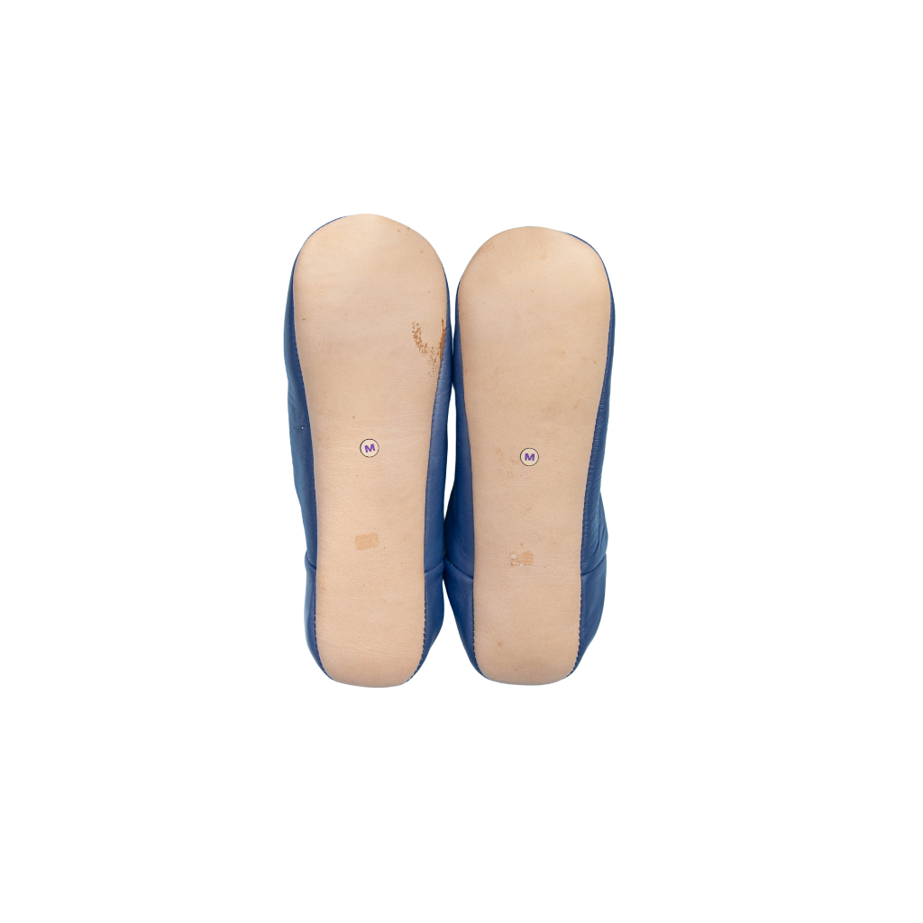 Moroccan Babouche Slippers, Blue