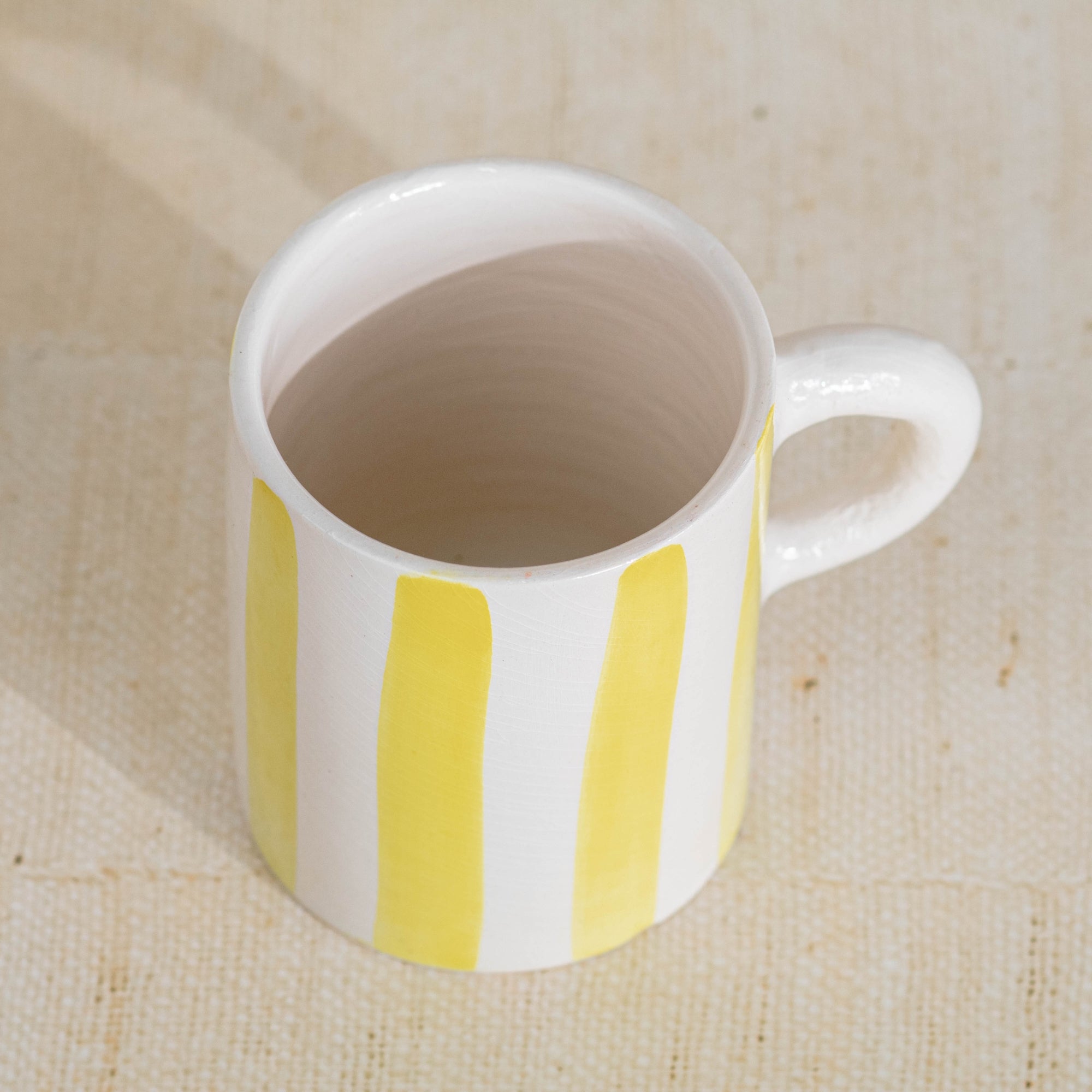 Handmade Striped Coffee Mug - Yellow
