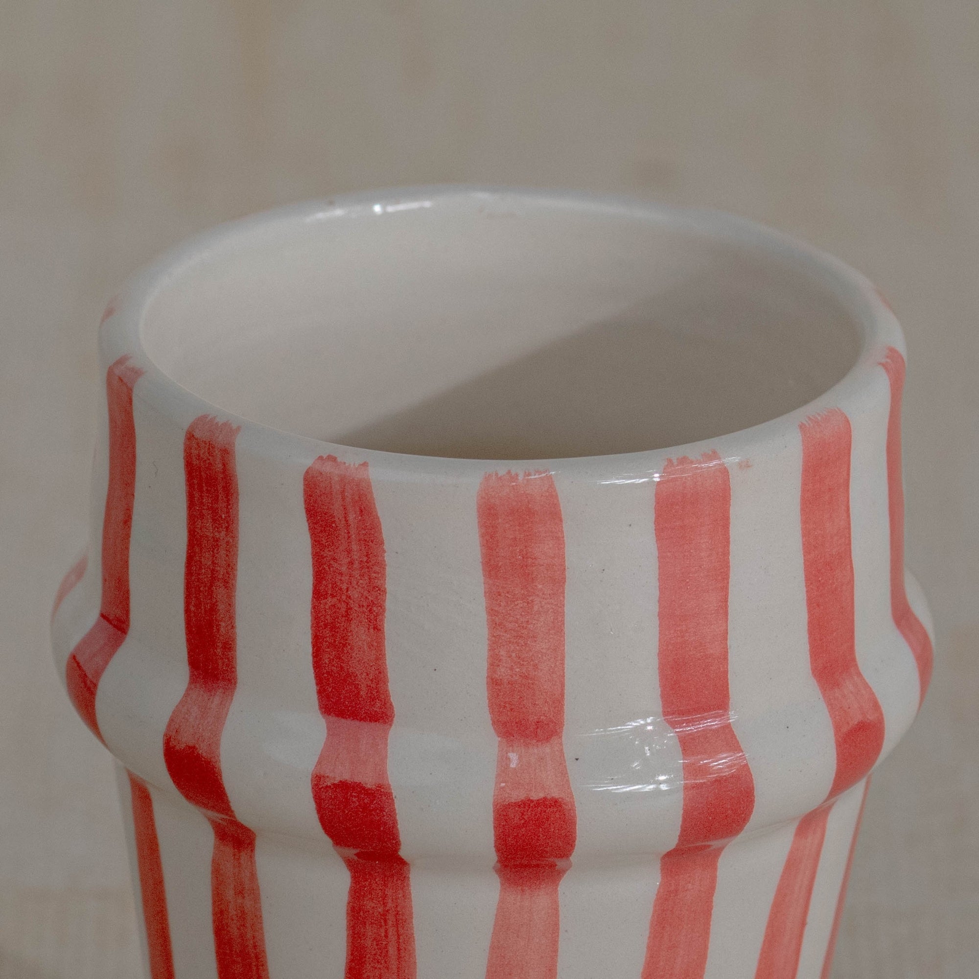 Handmade Striped Ceramic Tumbler - Red