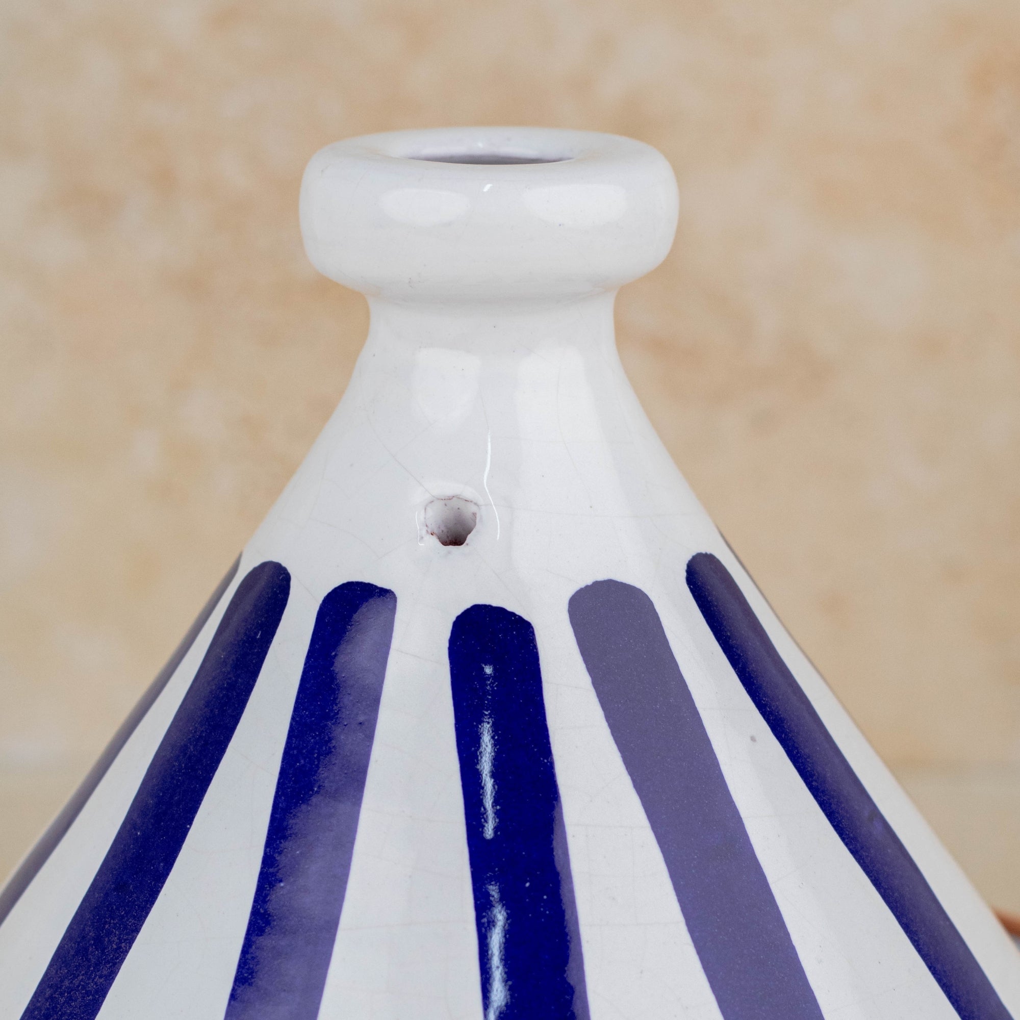 Handmade Moroccan Cooking Tagine - Blue Stripes 