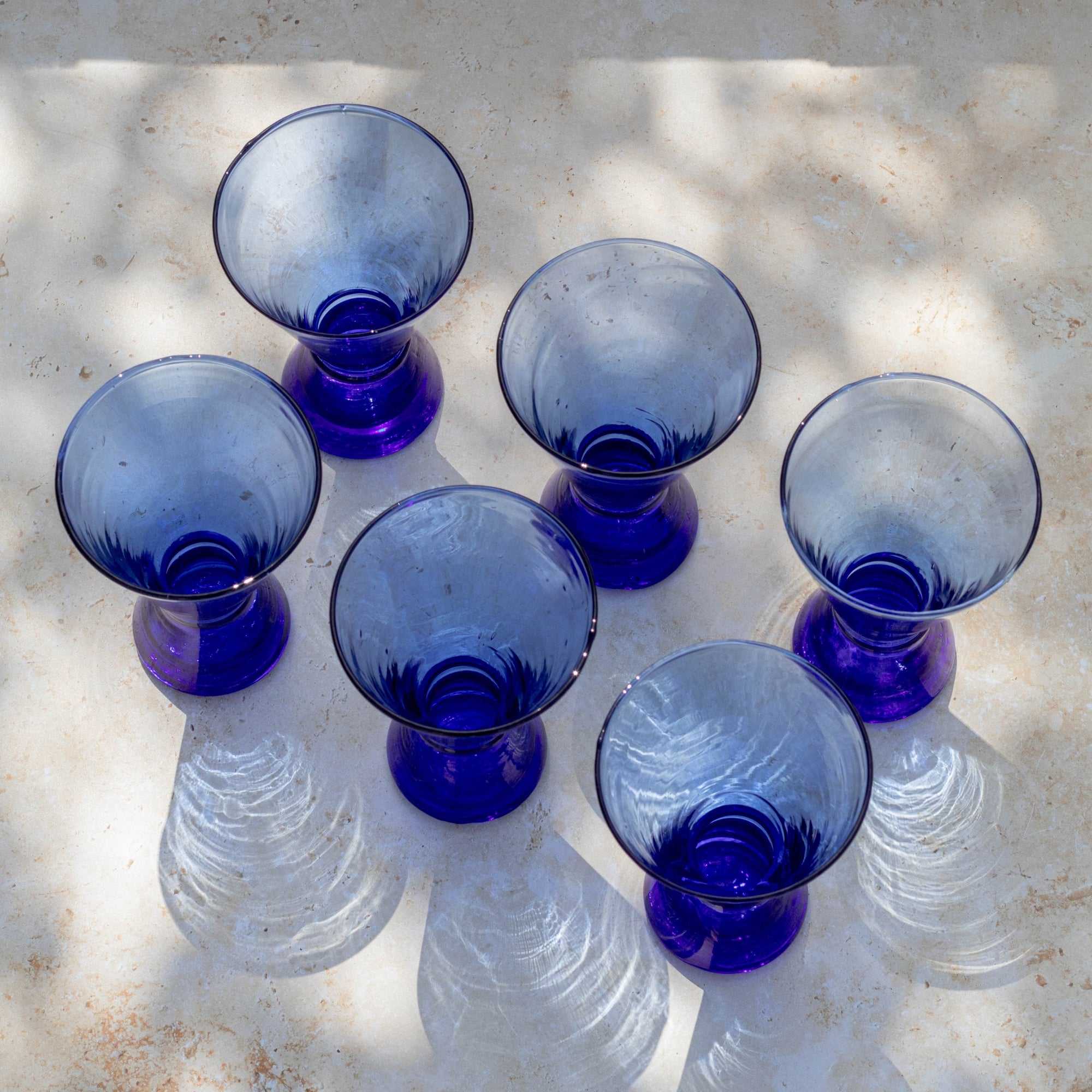 Blue Handblown Beldi Glass | Moroccan Mouth-Blown
