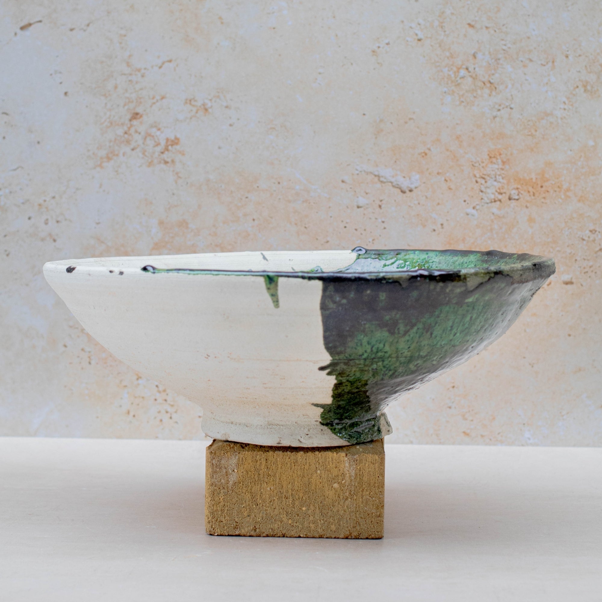 Handmade Tamegroute Half-Glazed Bowl - Green