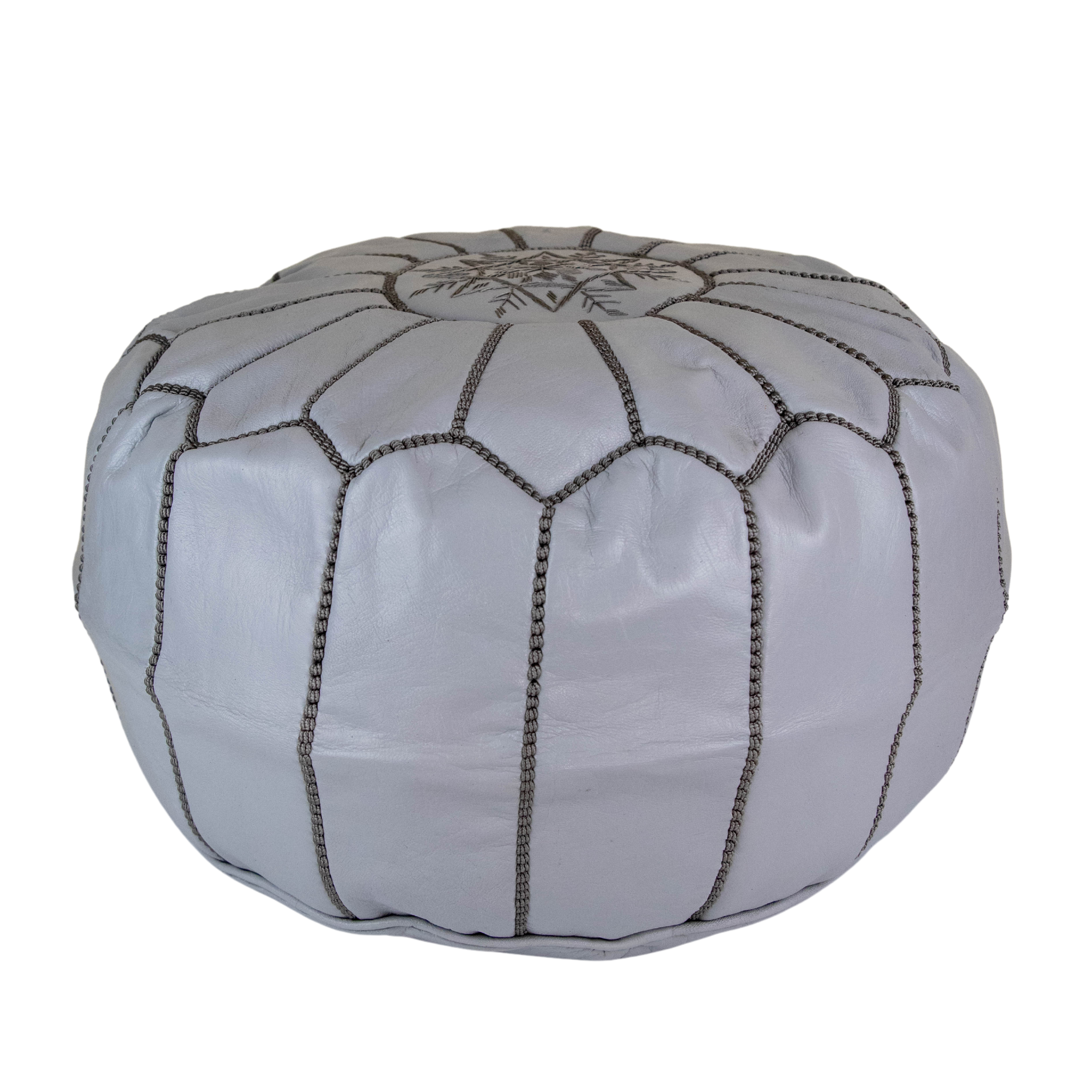 Moroccan Leather Pouffe Grey